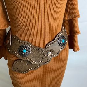 Real leather western belt